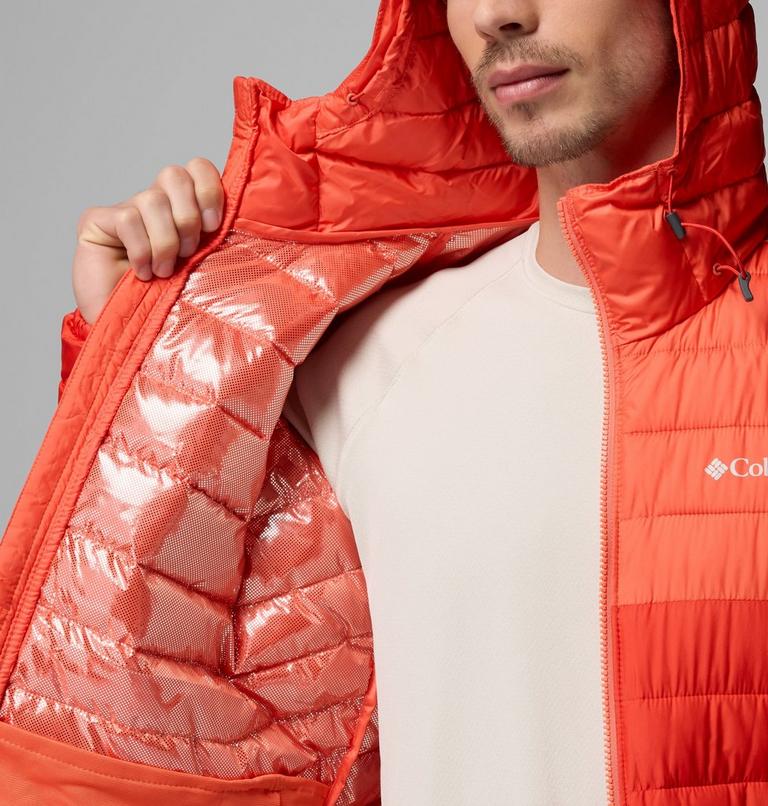 Men&rsquo;s Powder Lite II Hooded Insulated Jacket, Color: Super Sonic, Zing, image 6