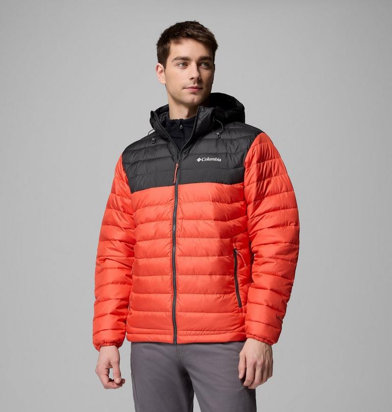 Men’s Powder Lite II Hooded Insulated Jacket, Color: Zing, Shark, image 1