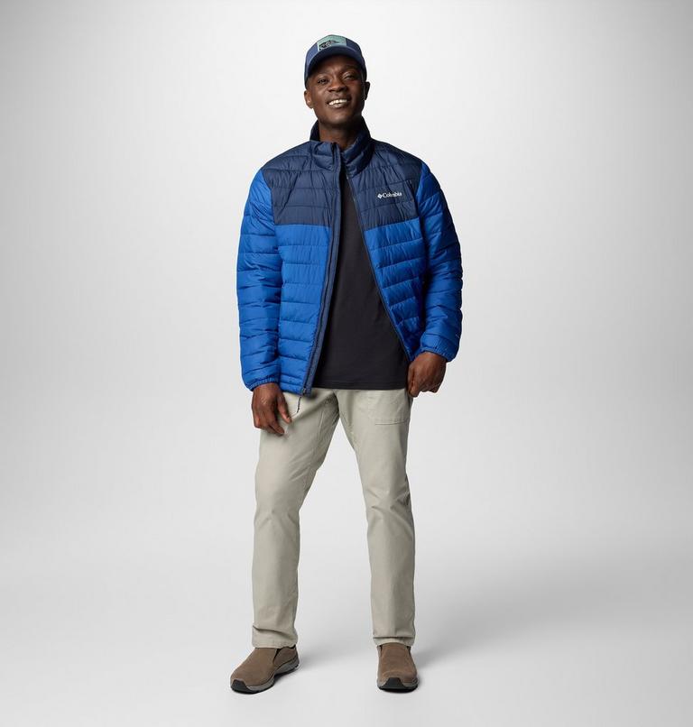Men’s Powder Lite II Insulated Jacket, Color: Mountain Blue, Collegiate Navy, image 3