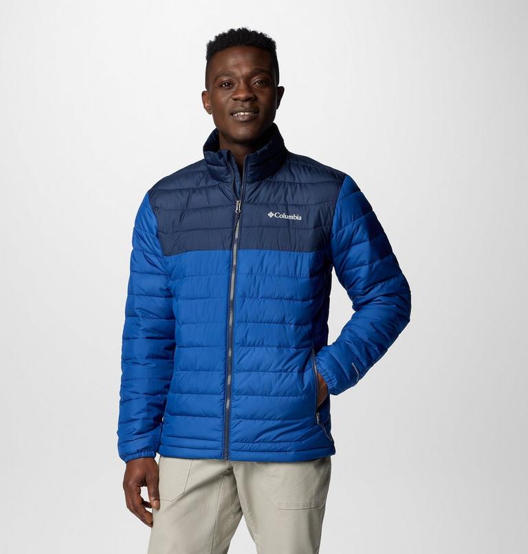Men’s Powder Lite II Insulated Jacket, Color: Mountain Blue, Collegiate Navy, image 1