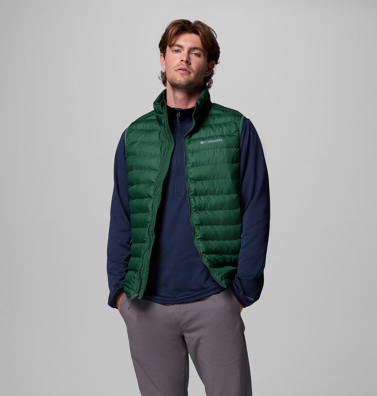Мужской жилет Columbia Powder Lite II Vest, цвет: Тёмно-зелёный — фото 1