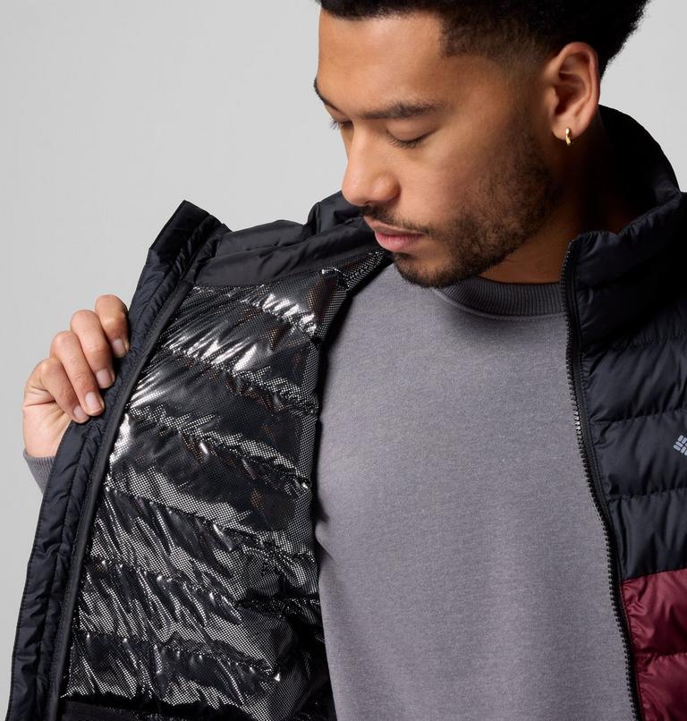 Men's Powder Lite II Insulated Vest, Color: Rich Wine, Black, image 7