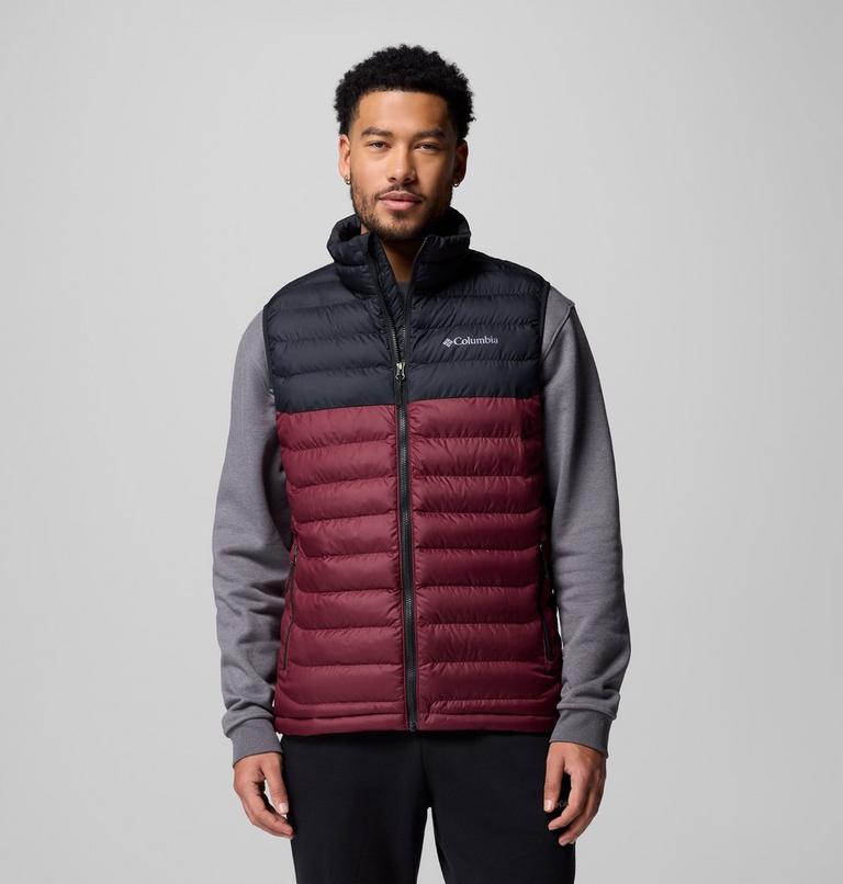 Men's Powder Lite II Insulated Vest, Color: Rich Wine, Black, image 1