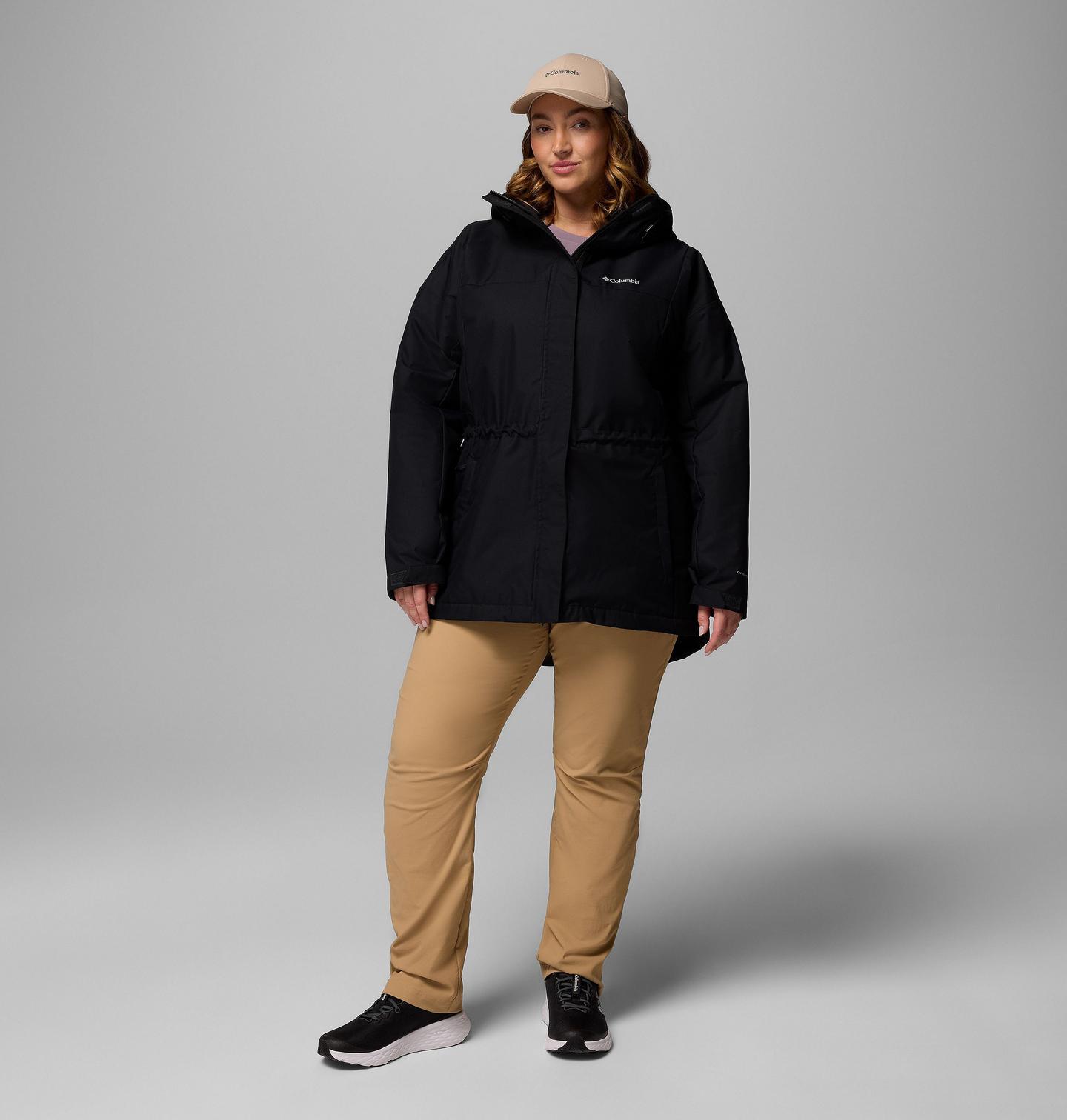 Женская куртка Columbia Hikebound II Long Insulated Jacket - Plus Size, цвет: Чёрный — фото 2