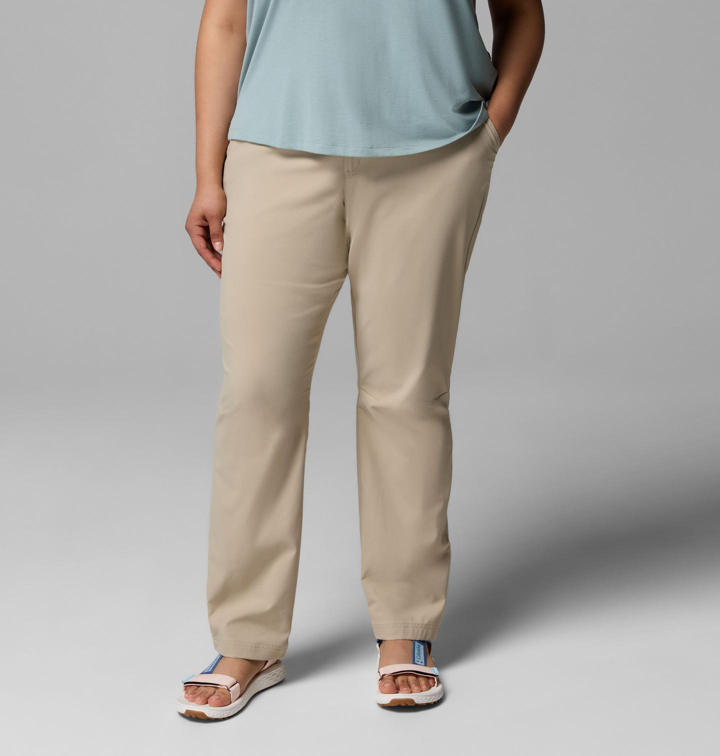Женские брюки Columbia Leslie Falls Pants II - Plus Size, цвет: Серо-бежевый, вариант 1 — фото 1