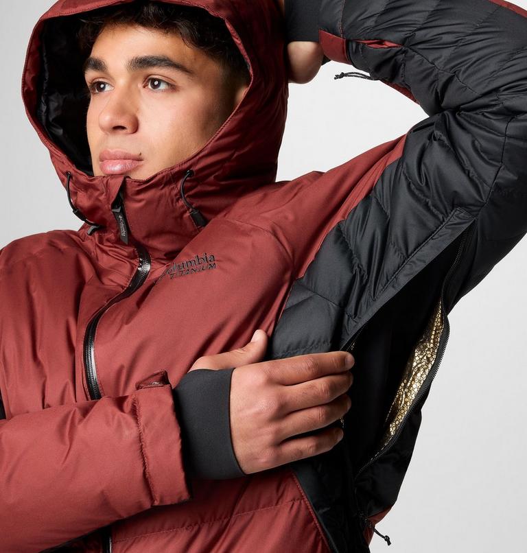 Men's Roaring Fork II Waterproof Down Ski Jacket, Color: Spice, Black, image 9