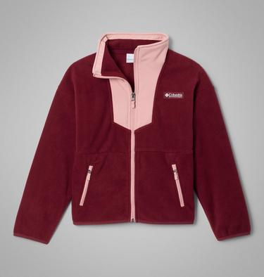 Youth Sequoia Grove Fleece Jacket, Color: Rich Wine, Eraser Pink, image 7
