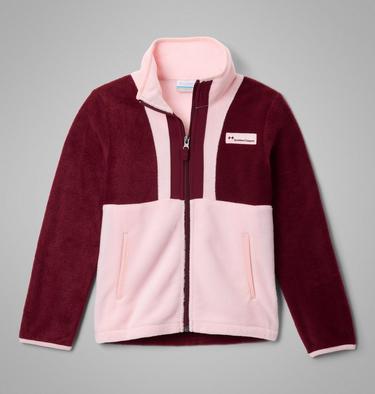 Youth Back Bowl II Fleece Jacket, Color: Rich Wine, Satin Pink, image 3