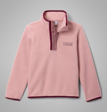 Youth Helvetia II Sherpa Half Snap Fleece, Color: Eraser Pink, Fig, image 1