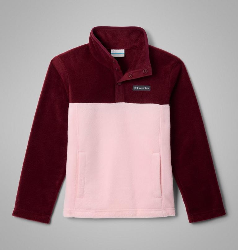 Youth Steens Mountain II Half Snap Fleece, Color: Satin Pink, Rich Wine, image 1