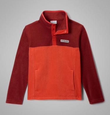 Youth Steens Mountain II Half Snap Fleece, Color: Super Sonic, Red Oxide, image 1