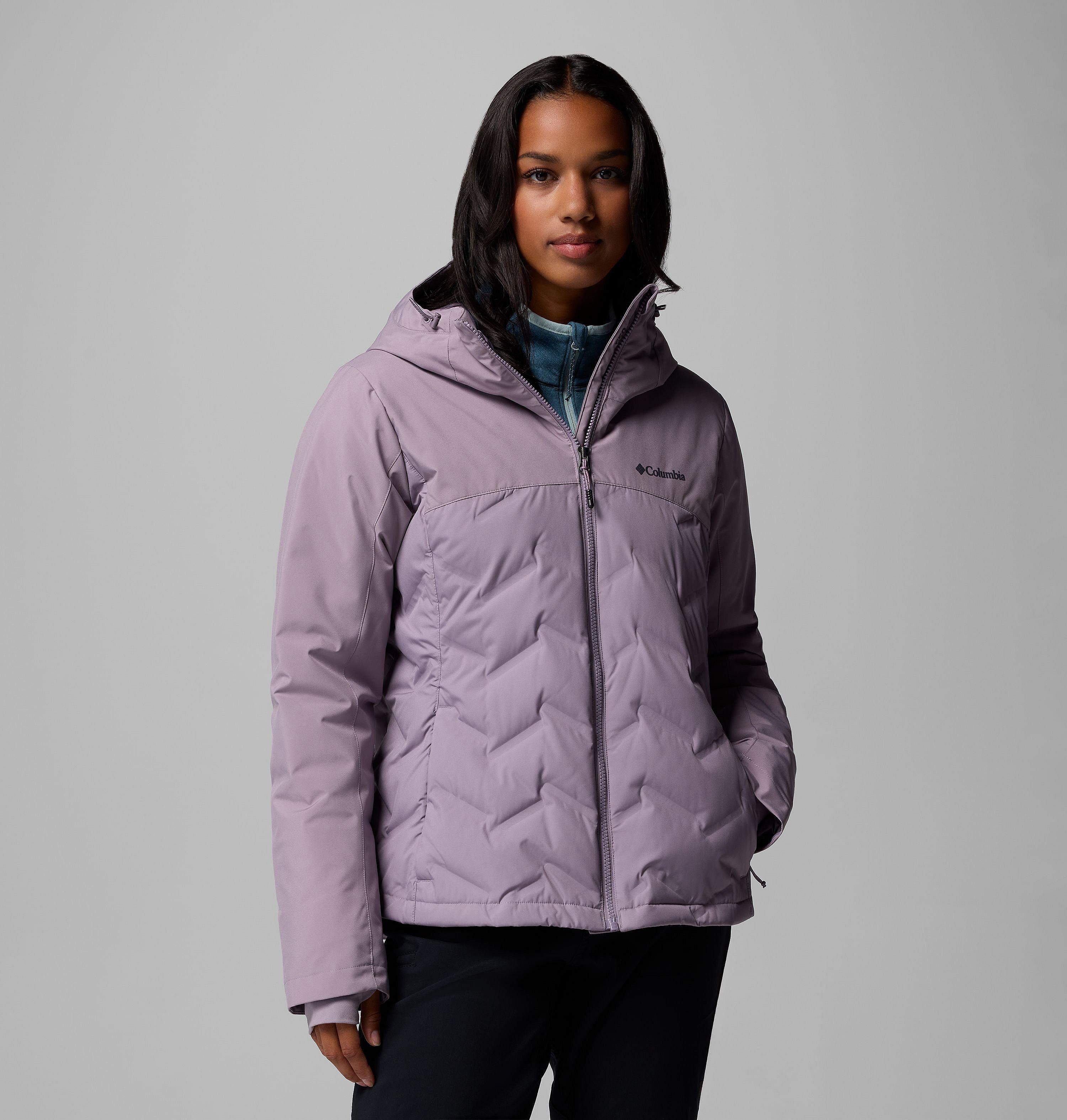 Columbia Sportswear Women's Purple Columbia - Grand Trek™ Iii Waterproof Hooded Down Jacket - Shale Large