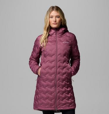 Women's Delta Ridge II Hooded Long Down Puffer, Color: Antique Mauve, image 1