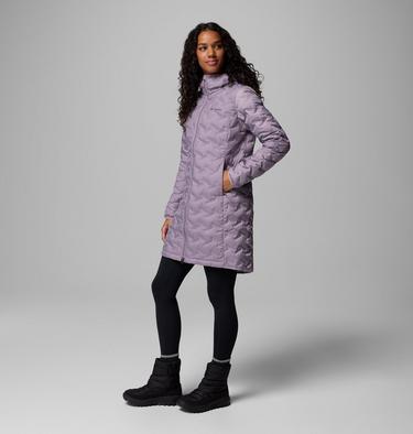 Women's Delta Ridge II Hooded Long Down Puffer, Color: Shale Purple, image 4