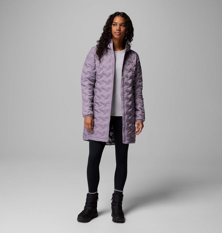 Women's Delta Ridge II Hooded Long Down Puffer, Color: Shale Purple, image 5