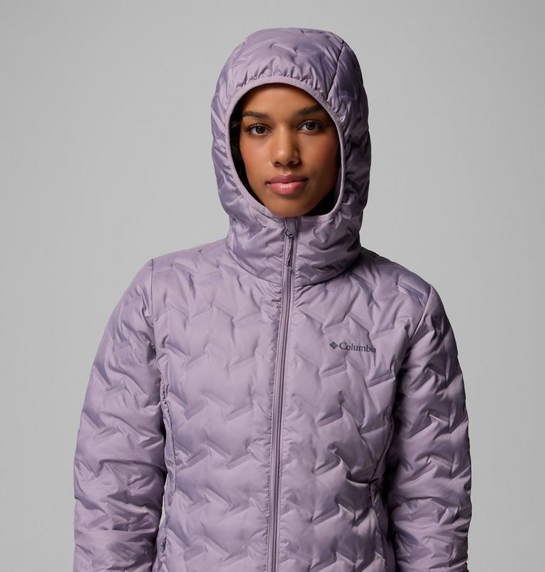 Women's Delta Ridge II Hooded Long Down Puffer, Color: Shale Purple, image 7