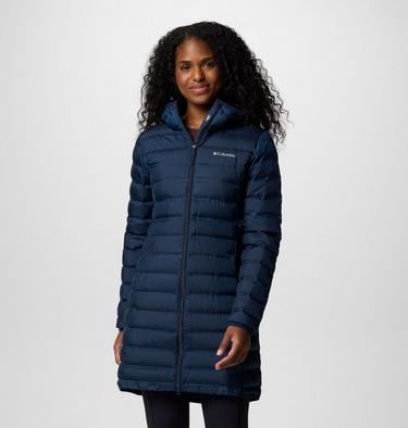 Women's Lake 22 II Down Long Hooded Jacket, Color: Collegiate Navy, image 5