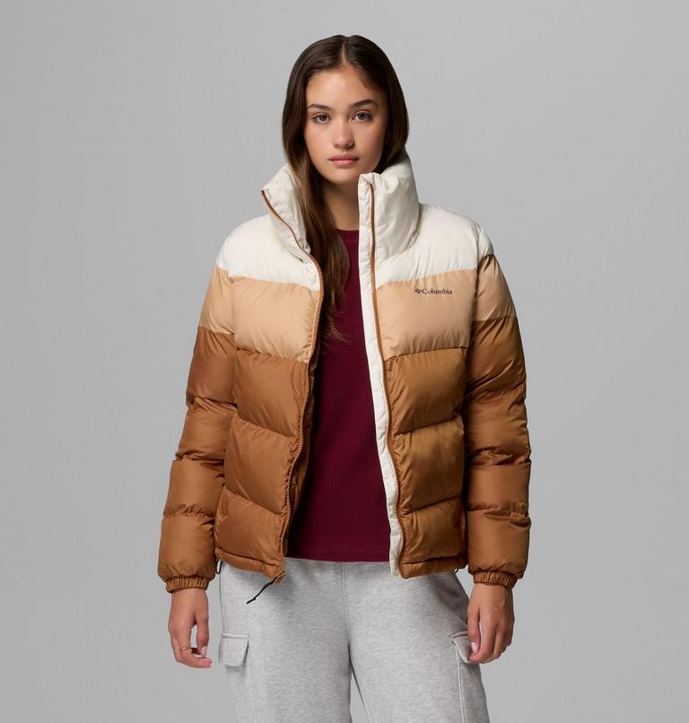 Women's Puffect II Colorblock Jacket, Color: Camel Brown, Canoe, Chalk, image 5