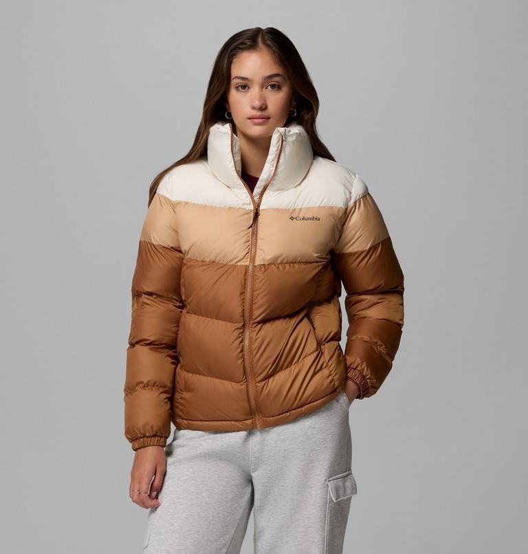 Women's Puffect II Colorblock Jacket, Color: Camel Brown, Canoe, Chalk, image 1