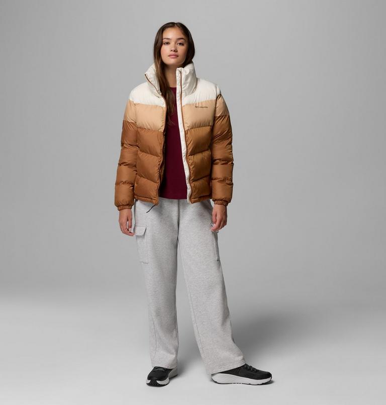 Women's Puffect II Colorblock Jacket, Color: Camel Brown, Canoe, Chalk, image 2