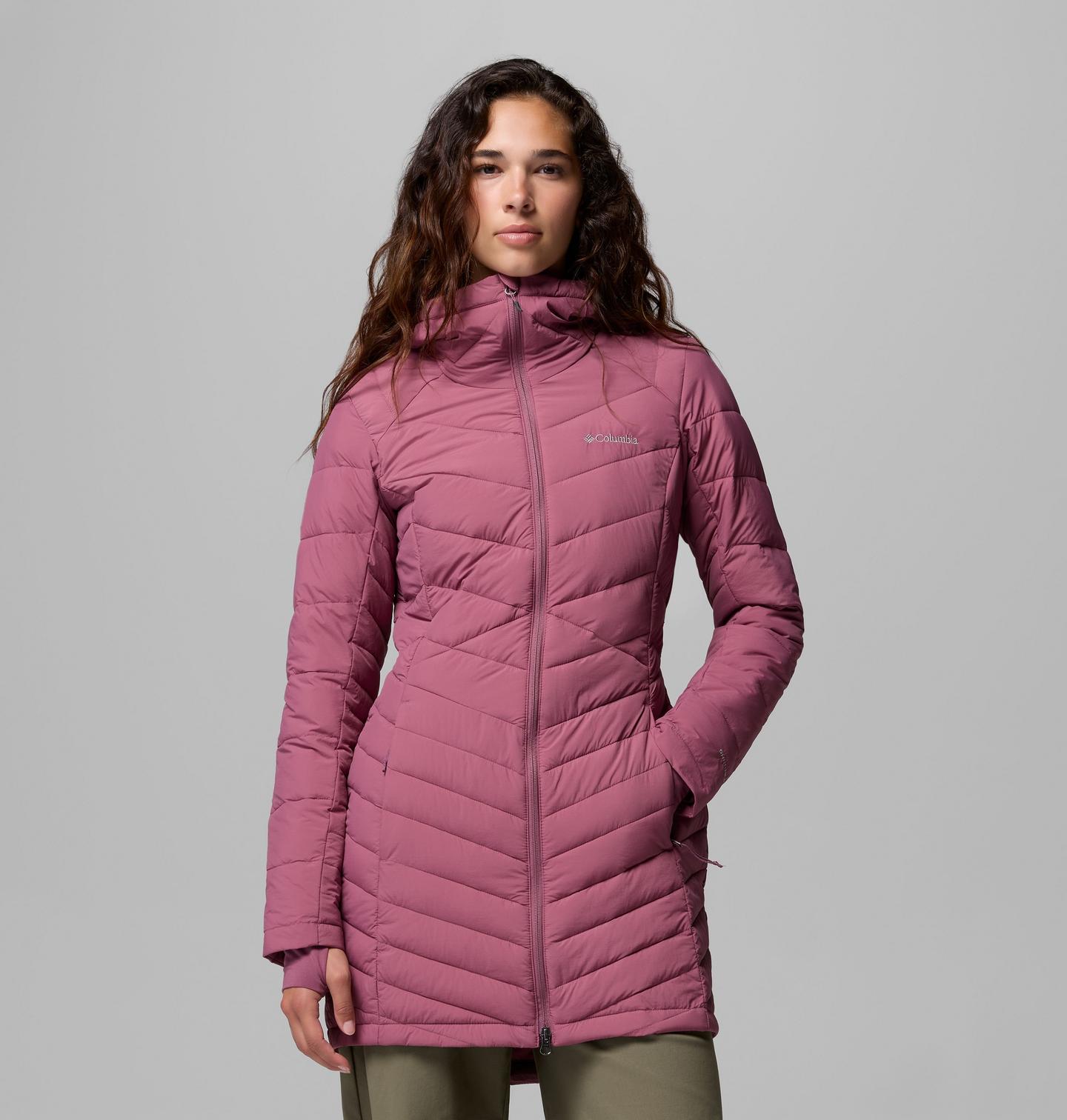 Женская куртка Columbia Joy Peak II Mid Hooded, цвет: Состаренный розовато-лиловый — фото 1