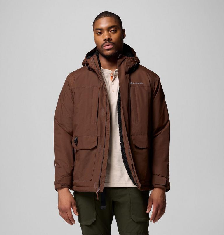 Chaqueta impermeable con capucha y forro polar sherpa Landroamer para hombre, Color: Tobacco, image 5