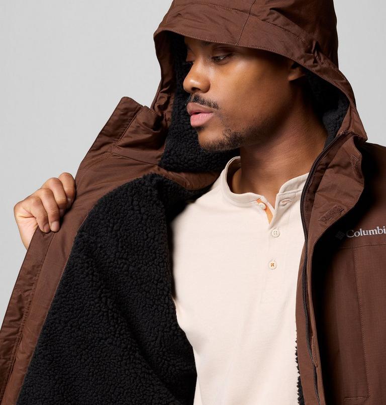 Chaqueta impermeable con capucha y forro polar sherpa Landroamer para hombre, Color: Tobacco, image 6