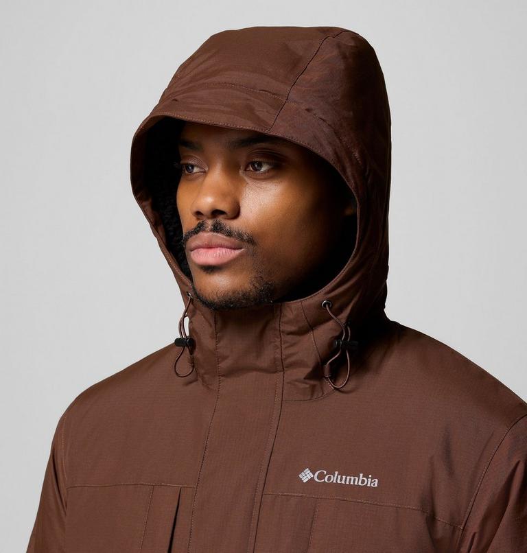 Chaqueta impermeable con capucha y forro polar sherpa Landroamer para hombre, Color: Tobacco, image 7