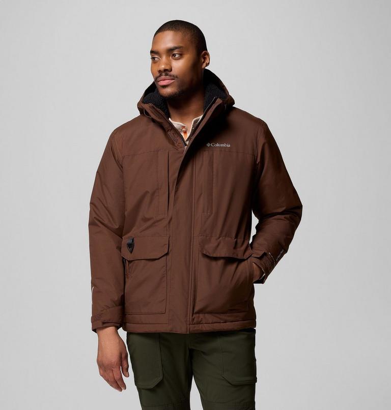 Chaqueta impermeable con capucha y forro polar sherpa Landroamer para hombre, Color: Tobacco, image 1