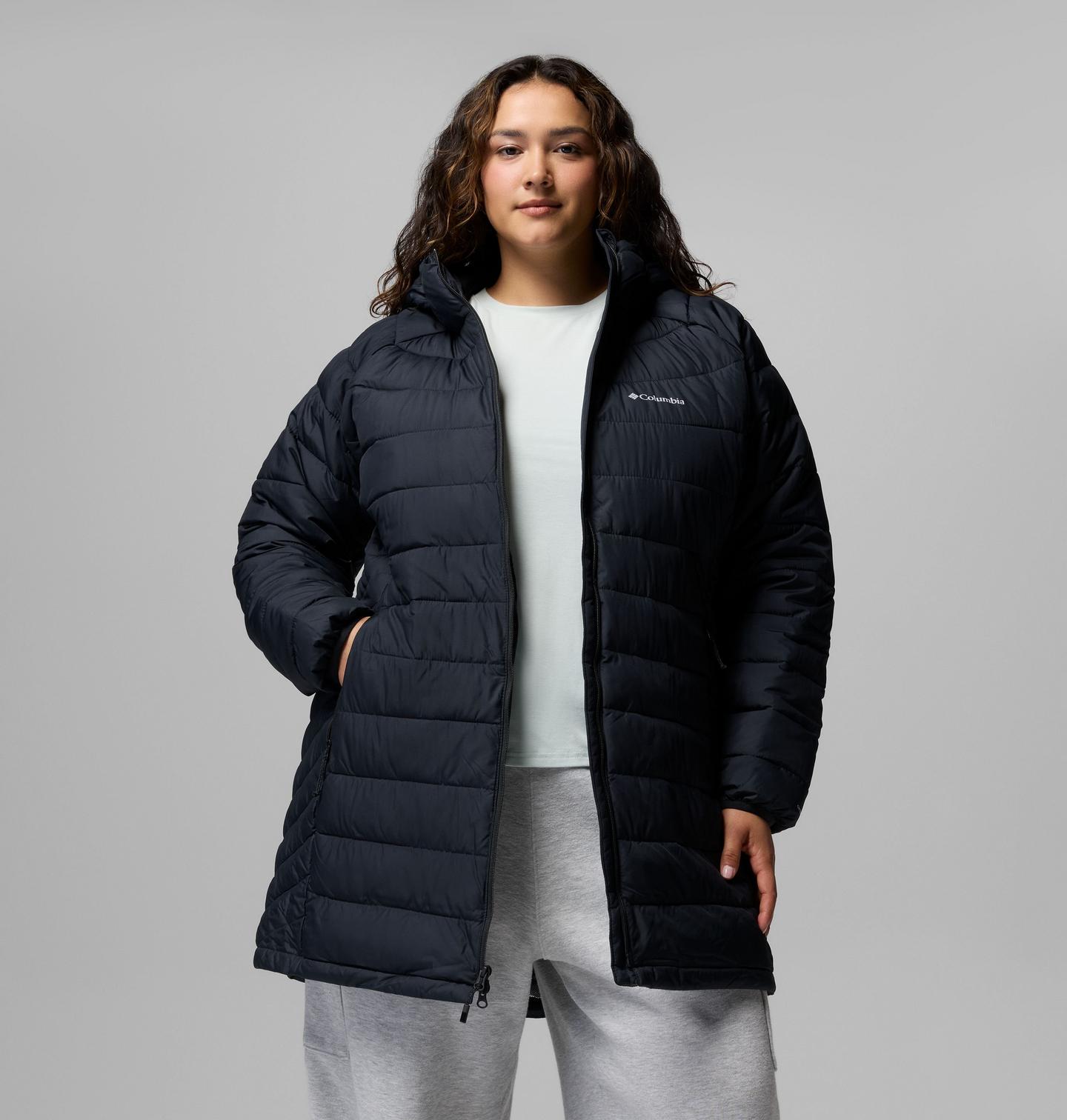 Женская куртка Columbia Powder Lite II Mid Jacket - Plus Size, цвет: Чёрный — фото 4