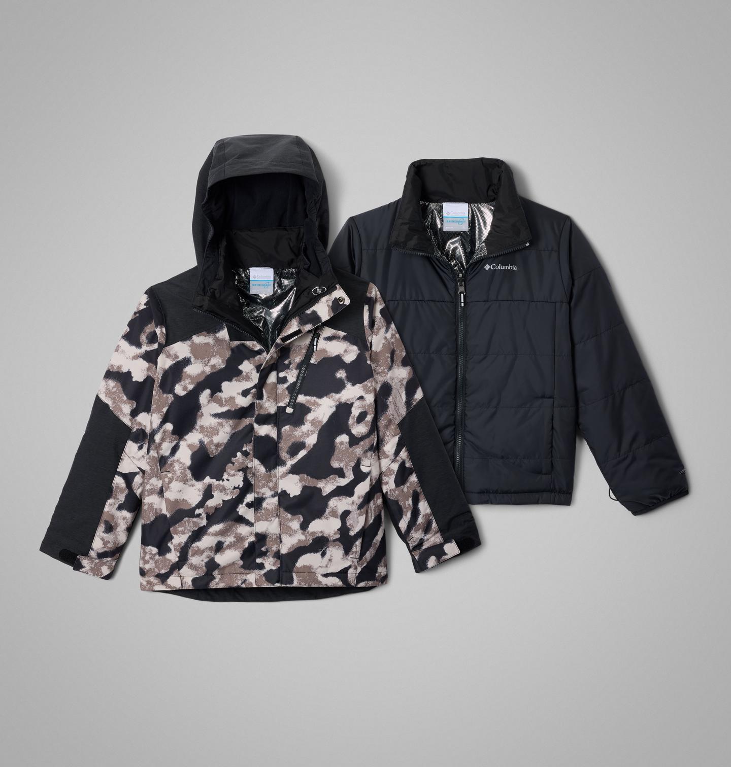 Куртка Columbia Whirlibird III Interchange Jacket для мальчиков, цвет: Серый / Чёрный — фото 1