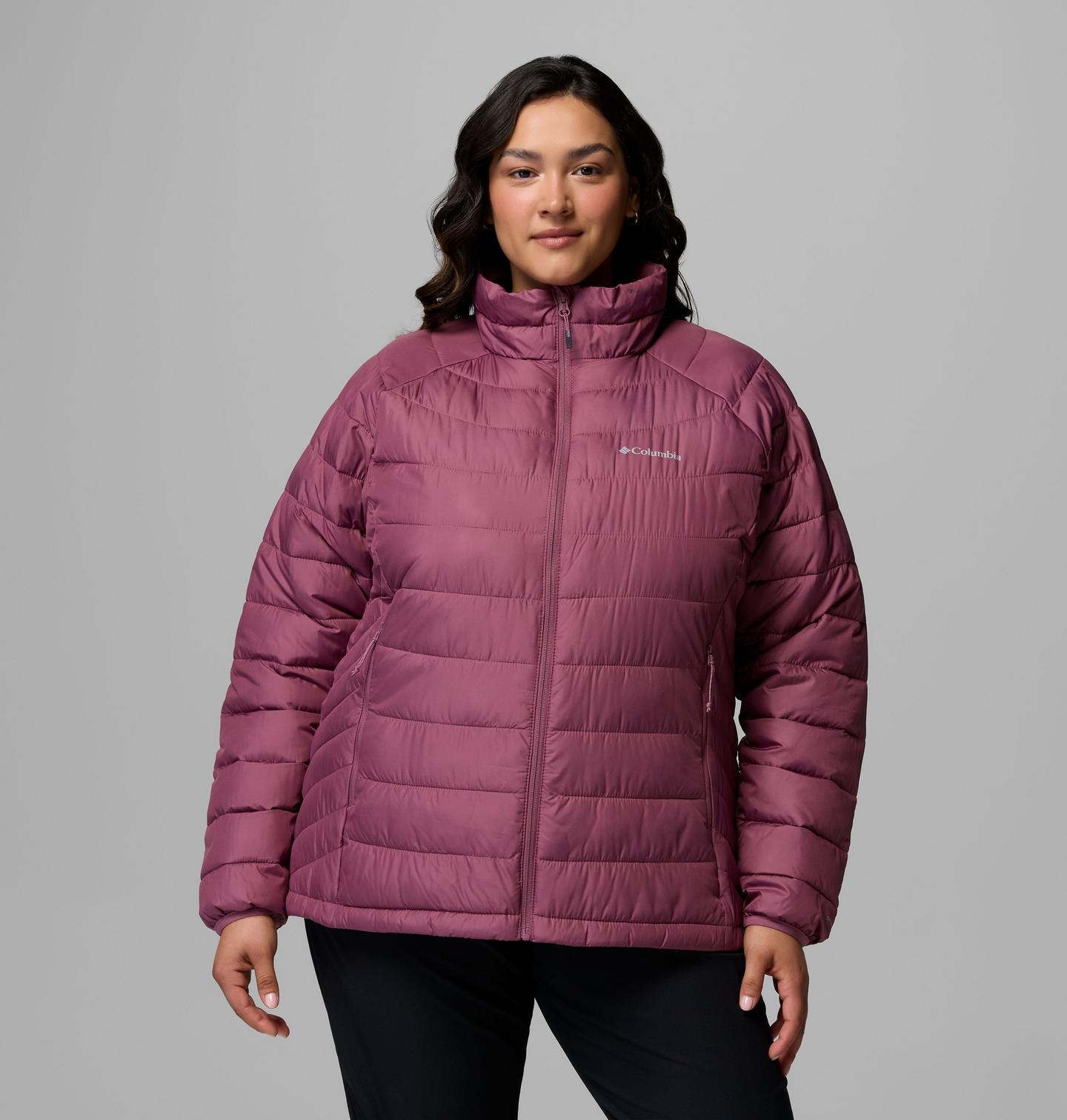 Женская куртка Columbia Powder Lite II Full Zip Jacket - Plus Size, цвет: Состаренный розовато-лиловый — фото 1