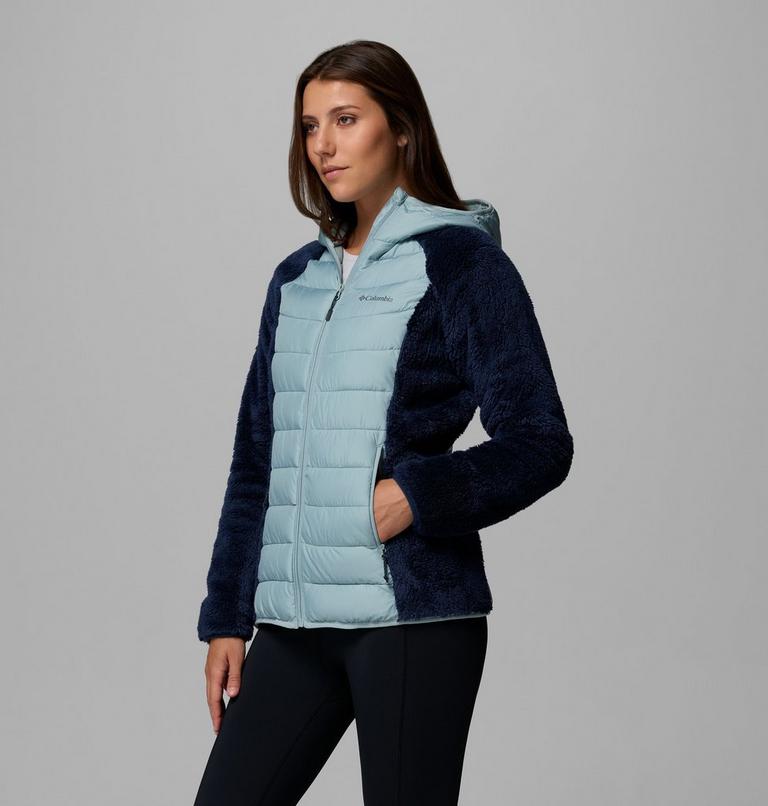 Women's Powder Lite II Sherpa Hybrid Fleece Jacket, Color: Collegiate Navy, Crushed Blue, image 4