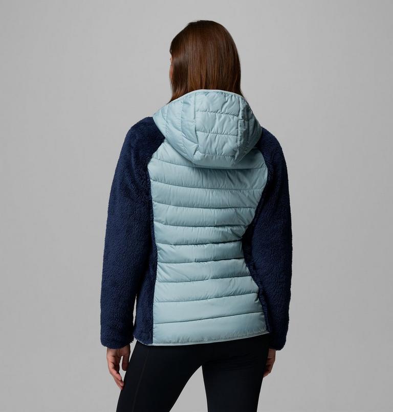 Women's Powder Lite II Sherpa Hybrid Fleece Jacket, Color: Collegiate Navy, Crushed Blue, image 3