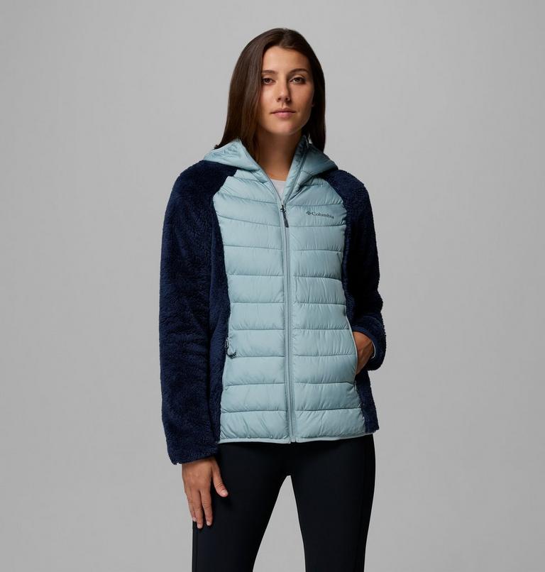 Women's Powder Lite II Sherpa Hybrid Fleece Jacket, Color: Collegiate Navy, Crushed Blue, image 1