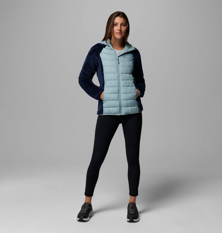 Women's Powder Lite II Sherpa Hybrid Fleece Jacket, Color: Collegiate Navy, Crushed Blue, image 2