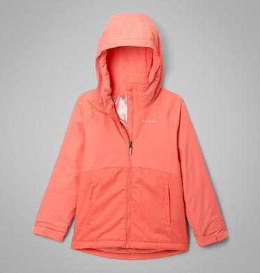 Girls' Alpine Action III Waterproof Ski Jacket, Color: Zing Melange, Hot Coral, image 4