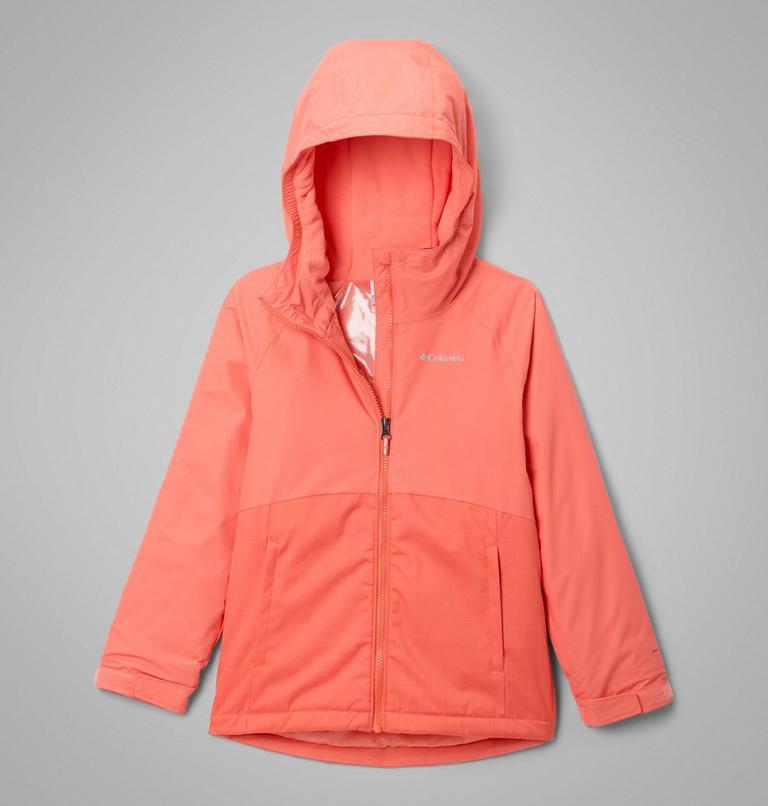 Girls' Alpine Action III Waterproof Ski Jacket, Color: Zing Melange, Hot Coral, image 1