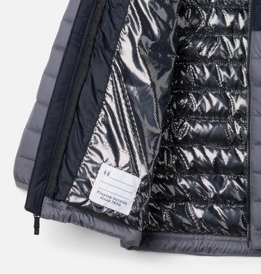 Boy's Powder Lite II Hooded Insulated Jacket, Color: City Grey, Black, image 18