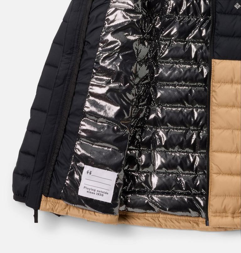 Boy's Powder Lite II Hooded Insulated Jacket, Color: Canoe, Black, image 3