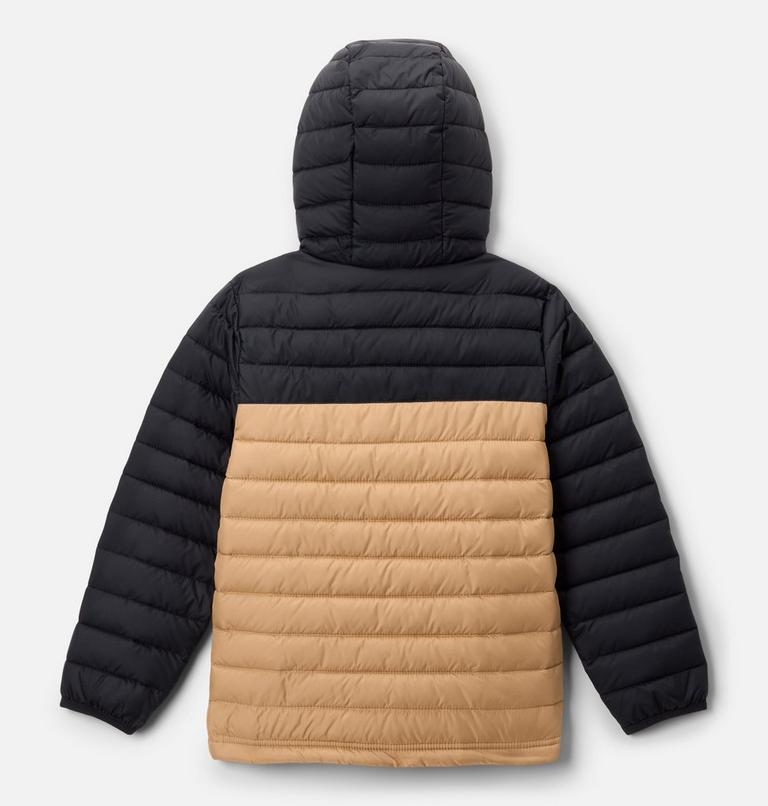 Boy's Powder Lite II Hooded Insulated Jacket, Color: Canoe, Black, image 2