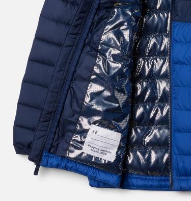 Boy's Powder Lite II Hooded Insulated Jacket, Color: Mountain Blue, Collegiate Navy, image 15