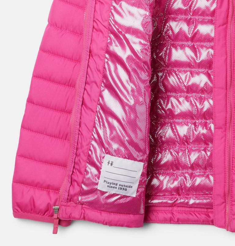 Girl's Powder Lite II Hooded Insulated Jacket, Color: Pink Ice, image 3