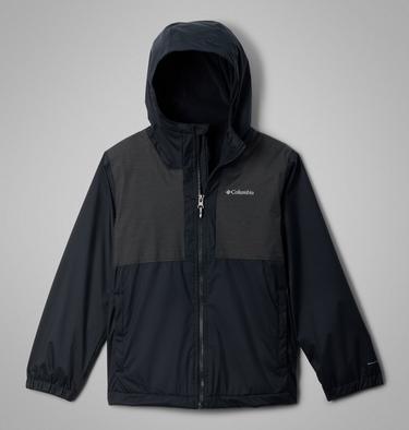 Boy's Rainy Trails II Fleece Lined Waterproof Jacket, Color: Black, Black Slub, image 5