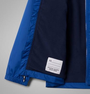 Boy's Rainy Trails II Fleece Lined Waterproof Jacket, Color: Mountain Blue, Collegiate Navy Slub, image 6