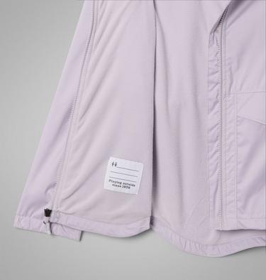 Girl's Rainy Trails III Fleece Lined Waterproof Jacket, Color: Lavender Pearl, image 3