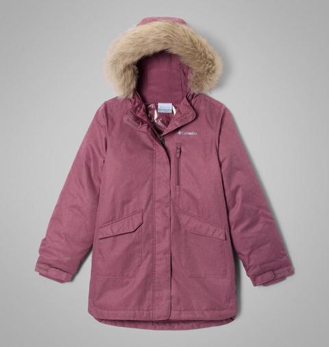 Куртка Columbia Suttle Mountain II Long Insulated для девочек, цвет: Состаренный розовато-лиловый