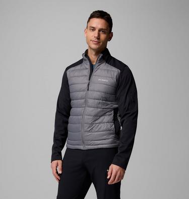 Men's Columbia Tech Insulated Hiking Softshell Jacket, Color: City Grey, Black, image 1
