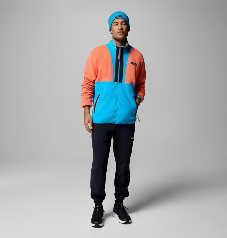 Men's Backbowl II Fleece Jacket, Color: Zing, Compass Blue, Black, image 2
