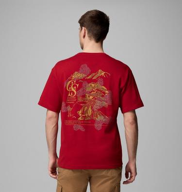 Camiseta estampada Wallowa unisex, Color: Red Dahlia Heritage Mini, image 3